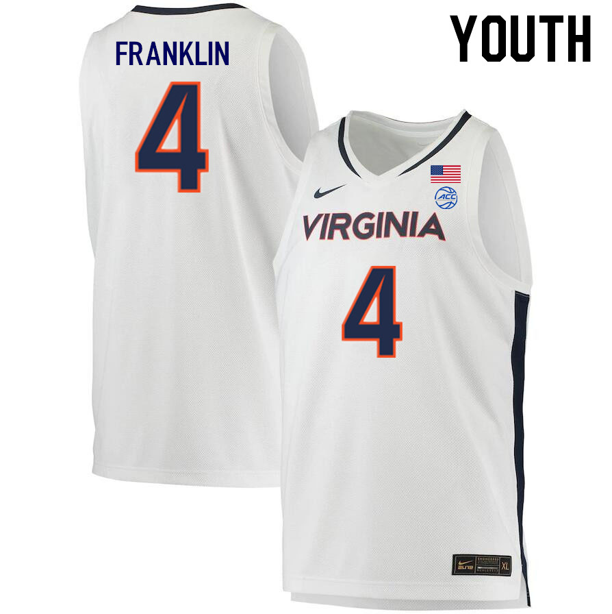 Youth #4 Armaan Franklin Virginia Cavaliers College 2022-23 Stitched Basketball Jerseys Sale-White